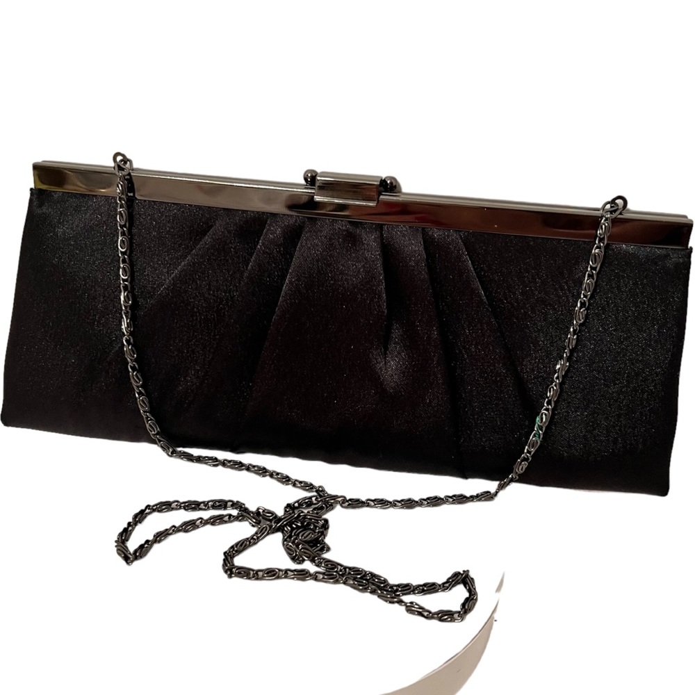 Black Satin Evening Bag Clutch